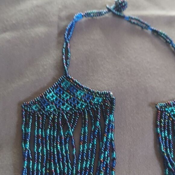 Vintage Handmade Beaded Necklace Cascade Design - Picture 2 of 4